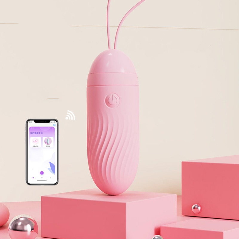 MizzZee růžové mobilem ovladatelné vibrační vajíčko – USB nabíjení