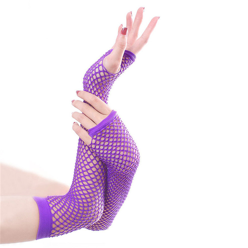 Síťované rukavice bez prstů – fialové