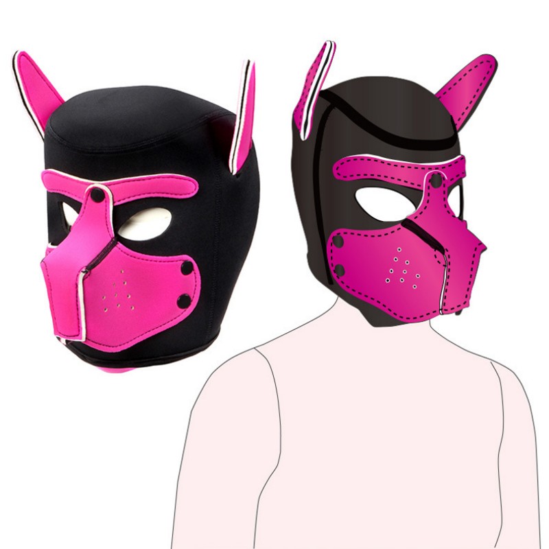 Růžová neoprenová psí maska s odnímatelnými částmi