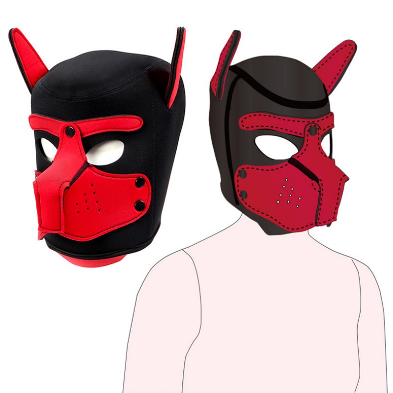 Červená neoprenová psí maska s odnímatelnými částmi