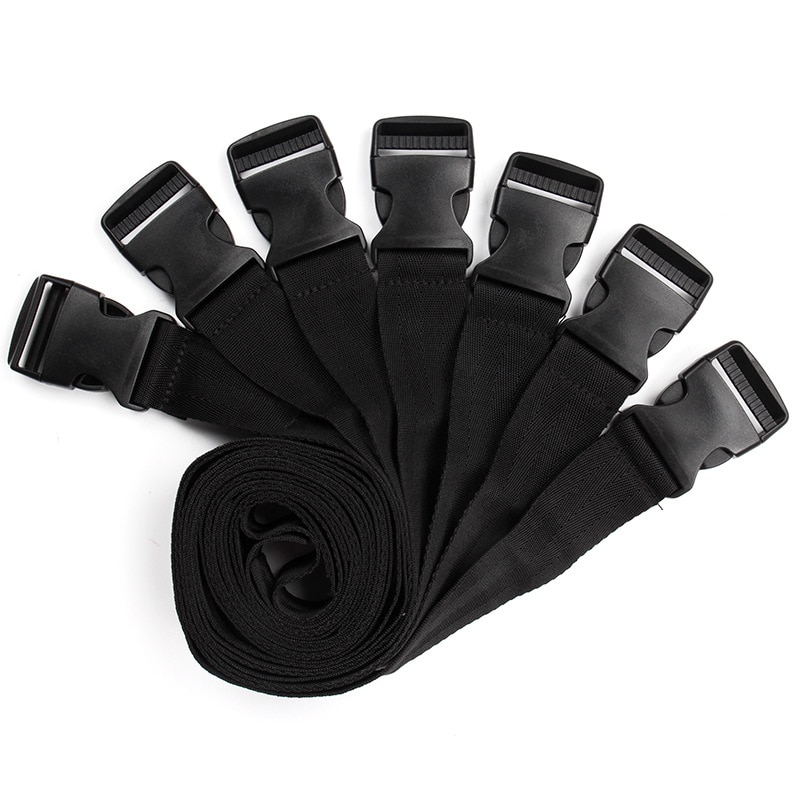 Černé nylonové popruhy, 7 kusů