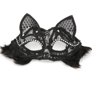 Černá kočičí maska a ouška